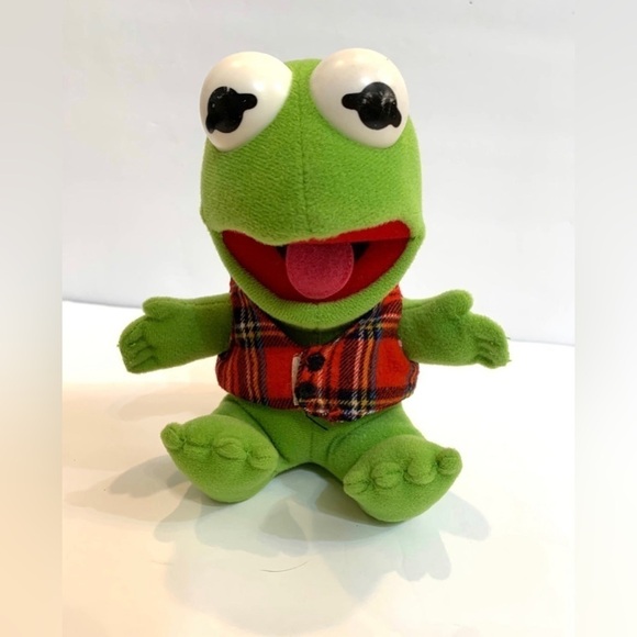 Vintage 1987 Baby Kermit the Frog Muppet Plush 9” - Picture 1 of 4